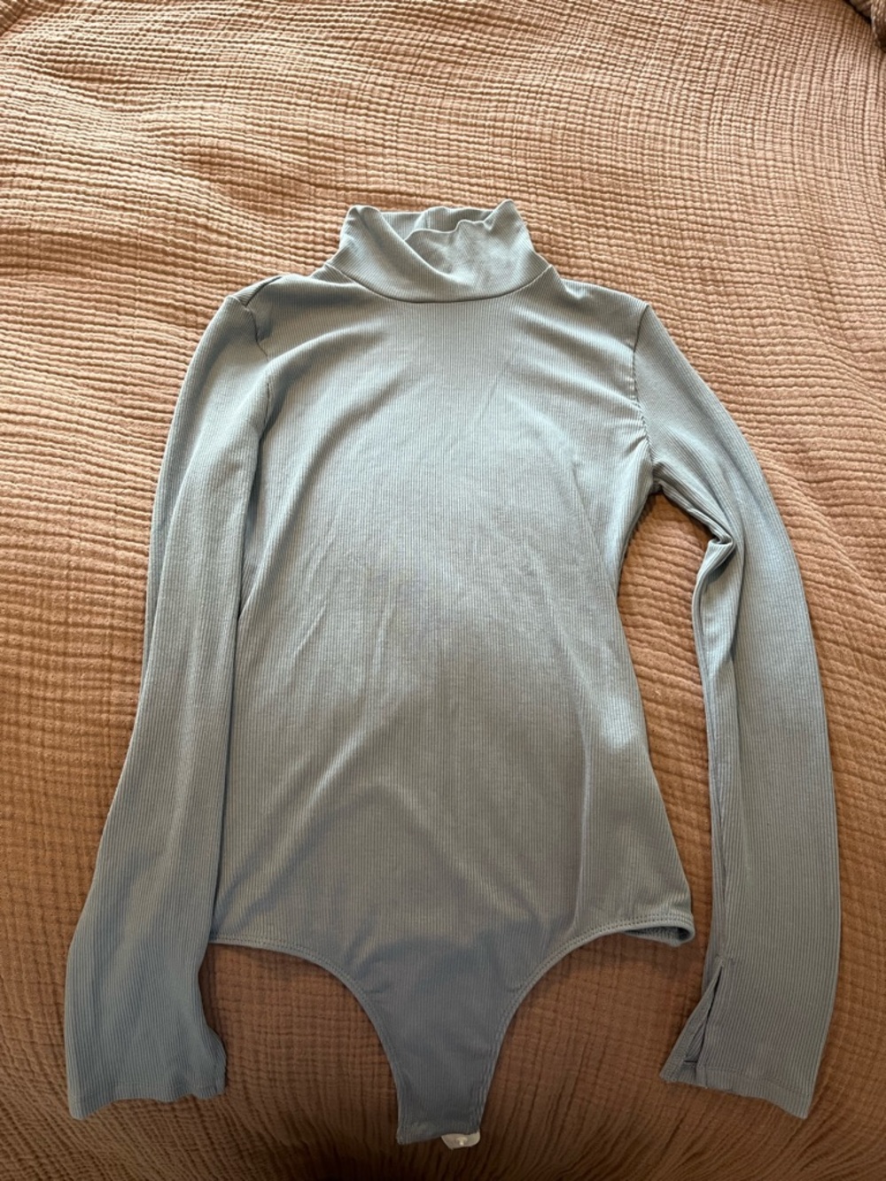 WeWoreWhat Powder Blue Ribbed Turtleneck Bodysuit